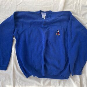 Vintage Disney Blue Crewneck Sweater with Embroidered Detail